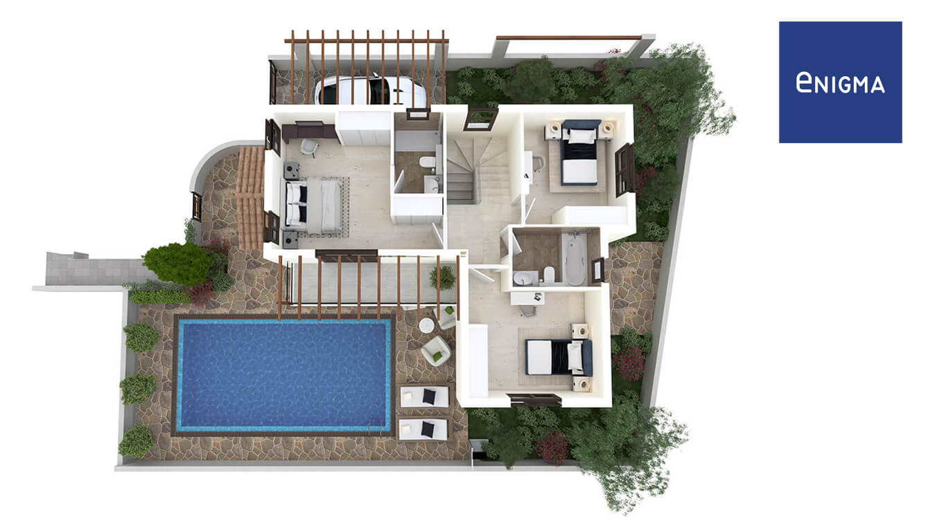 RumVillas Project - 3D Side Plans - 1st Floor